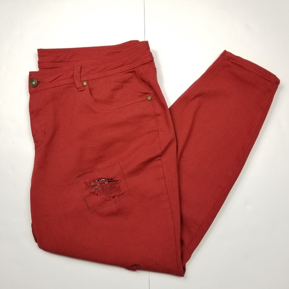 Lovesick Denim - Lovesick Torrid Plus Size 20 Distressed Red Jeans